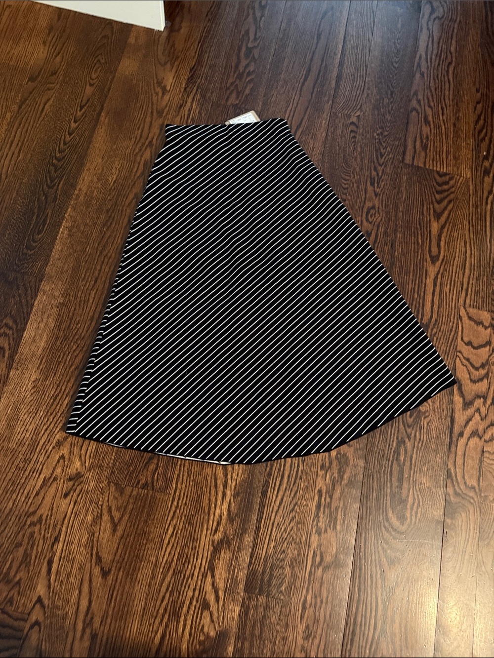 Rachel Comey Black and White Diagonal Stripe A-Line Midi Skirt